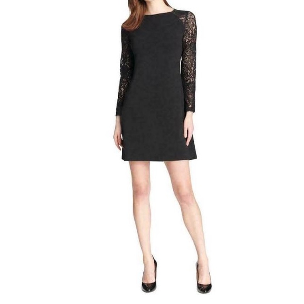 Tommy Hilfiger Lace Sleeves Black Dress
